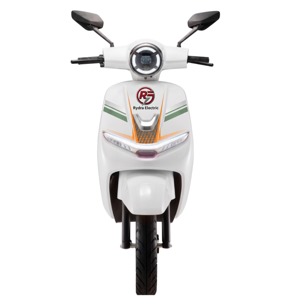 Front view of Rydra Aura electric scooter premium design for modern city commuting